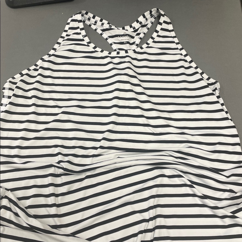 Athleta Black and White Striped Racerback Tank
